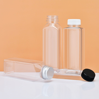 Bouteilles de boisson en plastique carrées vides personnalisées avec logo, 12oz, 16oz, 350ml, 400ml, 500ml, 1000ml, avec bouchon à vis noir pour thé, soda