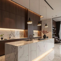 Armoires sur mesure en contreplaqué haut de gamme : bois mélaminé, bois, design moderne de cuisine de villa