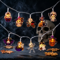 Guirlande lumineuse d'Halloween Pafu, 1,5 m, 10 LED, décorations de citrouilles, fantômes, squelettes, chauves-souris, araignées, lumières LED d'Halloween