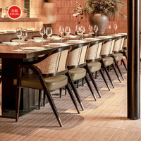 Muebles de Restaurante Árabe de Lujo, Juego de Mesa y Sillas, Sofá Personalizado para Restaurante de Hotel, Silla de Comedor de Madera y Ratán