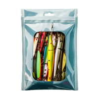 Sacs plats à fermeture éclair thermoscellés auto-adhésifs hameçon appâts alimentation ligne de pêche accessoires sac d'emballage en plastique