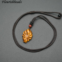 Style classique naturel jaune oeil de tigre sculpté neuf queues renard pendentif collier bijoux de mode pour la fête de mariage ou le cadeau