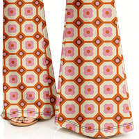 Großhandel Damen High-Waist Flare Yoga-Hosen Retro 70er Jahre Blumenmuster Geometrische Schlaghosen Mod Hexagon Maßgeschneiderte Bekleidung
