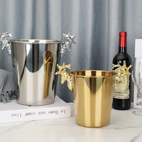 Seau à glace en acier inoxydable 3L/5L en forme de tête de cerf pour KTV et bars, idéal pour le champagne, la bière et le stockage de bouteilles de vin