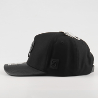 Casquette structurée Dobby à pois, personnalisable avec logo et étiquette d'entretien, visière incurvée en PU, sangle en cuir, unisexe, pour l'extérieur, vente en gros directe usine