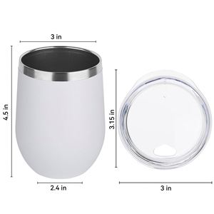 12Oz Stainless Steel Double-Wall Vacuum Insulated Tumbler <b>Cup</b> <b>Lids</b> Straws Stemless Wine Glass for Coffee Tea Hot Beverages Safe - Product Image 1