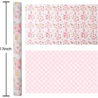 Kertas Kado Bunga Pink 47.23 Sq Ft Kertas Pembungkus Hadiah Bolak-Balik Untuk Ulang Tahun Hari Valentine Hari Ibu Wisuda Kerajinan Tangan