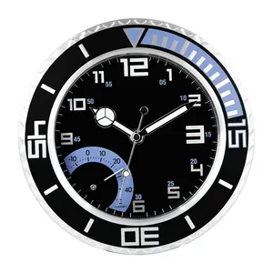 Runde moderne Metall Luxus Handgelenk Wanduhr Uhren Silent Custom 3D Nummern Schwarz Leuchtende Uhr Wanduhr Großer Diamant