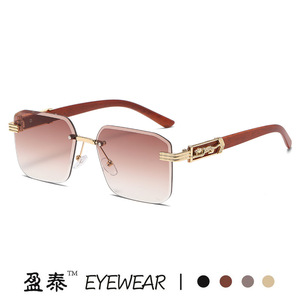 Yingtai Eyewear Beveled <b>Square</b> Frameless Sunglasses Metal <b>Frame</b> UV400 Protection Unisex Fashion Sunshades - Product Image 3
