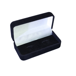 Caja de Embalaje de Joyería de Terciopelo Larga de Lujo, Caja de Regalo de Franela Negra con Forro de Seda Blanca para Gemelos y Pasadores de Corbata, Venta al por Mayor - Product Image 1