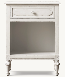 <span class=keywords><strong>Comodino</strong></span> Moderno Bianco in Legno Massello per Bambini BH10, con Gambe Intagliate Stile Rustico, Cassetto Singolo e Vano Aperto, per <span class=keywords><strong>Cameretta</strong></span> e Camera da Letto - Product Image 1