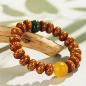 Stern- und Mond-Bodhi-Samenperlen mit natürlichem gelbem Achat – Modischer Glücksbringer als Einzelstrang - Product Image 4