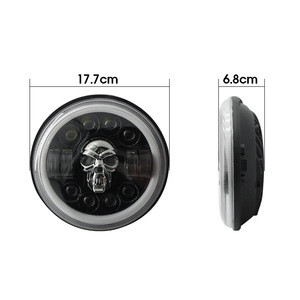 Faros Delanteros LED Modificados para Motocicleta Dirt Bike, Faros Delanteros con Diseño <span class=keywords><strong>de</strong></span> Calavera para Jeep Wrangler - Product Image 2