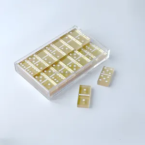 Boîte de rangement en acrylique transparent Double Six Home Decor 28 pièces Lucite Domino Set