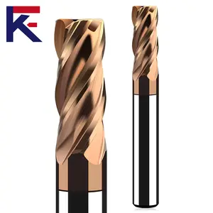 KF HRC 60 karbür yuvarlak burun End Mill çelik 4 flüt freze kesicisi kaplama ile Cnc makinesi Tungsten çelik aracı