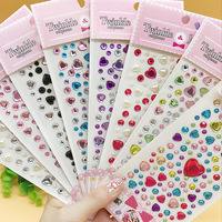 Qibai DIY Buket Stiker Seni Kreatif Buatan Tangan Desain Bunga Plum Hati Ukuran Kecil Berperekat Rhinestone