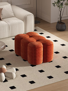 Taburete Otomano Moderno Tapizado con Diseño Floral, Puf de Plástico, Reposapiés, Asiento de Sofá para Sala de Estar o Entrada - Product Image 5