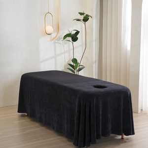 Juego de sábanas de mesa de masaje suave negro a granel incluye sábana plana de masaje o sábana bajera y cubierta de descanso facial - Product Image 6