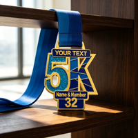 Médaille personnalisée de course à pied 5k/10k, marathon, anniversaire, avec paillettes, en alliage de zinc moulé sous pression, impression UV, récompense sportive pour les finalistes