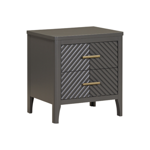 Modern Wooden <b>Bedside</b> <b>Table</b> Nightstand with 2 Drawers Decorative Front Panel Bedroom Furniture Home Storage Cabinet - Product Image 1