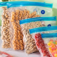 Sac alimentaire sous vide en plastique personnalisé, réutilisable, gaufré, avec pompe de vide et fermeture éclair, doté d'une valve d'air