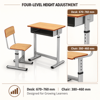 Mobilier scolaire, chaises d'école, ensemble table et chaise, table d'étude pour étudiants, réglable, métal, écologique, moderne, MEETCO