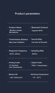 Micrófono Lavalier Inalámbrico SX10 con Cancelación de Ruido, 16 Horas de Batería, Grabación de Audio y Video, Uso en Escritorio, iPhone y Android - Product Image 6