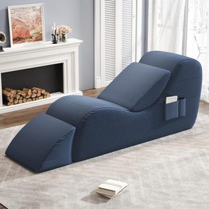 Bedroom Ergonomic Lounge <b>Chair</b> <b>with</b> Side Pockets, Waist Cushion, <b>Footstool</b> for Relaxing Exercise, Adult Yoga <b>Chair</b> - Product Image 1