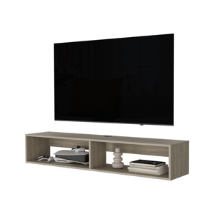 Estante Flotante para TV en Melamina con Dos Estantes, Estante de Pared en Roble Blanco - Product Image 2