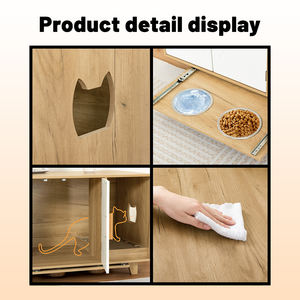 Mobilier pour <span class=keywords><strong>chat</strong></span> en bois écologique OEM avec bac à litière dissimulé et station d'alimentation, pour intérieur - Product Image 5
