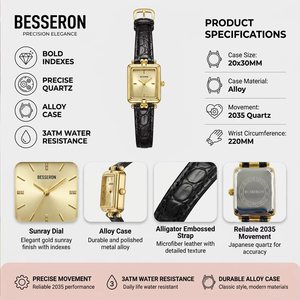 Montre Femme Personnalisée Élégante Vintage Carrée à Quartz avec Bracelet en Cuir, Horloge Artistique Médiévale Dorée pour Femme, Cadeau Rétro Exquis - Product Image 2