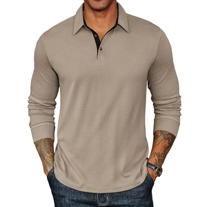 Polo décontracté à manches longues pour homme avec tissu doux et respirant. Polo léger pour tous les jours, idéal pour les tenues décontractées - Product Image 1