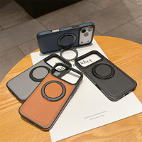 Étui de téléphone en cuir de qualité supérieure pour iPhone 14 15 Plus 11 12 13 16 17 18 Pro Max, charge magnétique sans fil avec support anneau métallique à 360°