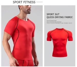 T-Shirt Estiva da Uomo a Maniche Corte, Aderente e Compressiva, con Logo Personalizzato, Maglia Sportiva <span class=keywords><strong>Skinny</strong></span> per Allenamento di Basket e Bodybuilding - Product Image 4