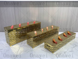 Onawei Hotel Gouden Desserttaart Afternoon Tea Presentatieplateau Set RVS Gehamerd Goud Luxe Buffet Etenstandaard - Product Image 4