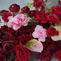 Guirlande de fleurs artificielles haut de gamme 2026, roses bordeaux et blush en soie, pour allée de mariage, centre de table, arche, décoration bohème