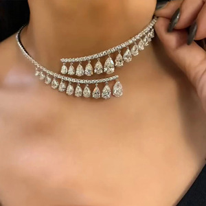 Collar De Diamantes en forma De gota De agua para mujer, joyería De moda para novia, colgante De cristal, <span class=keywords><strong>Gargantilla</strong></span> - Product Image 1