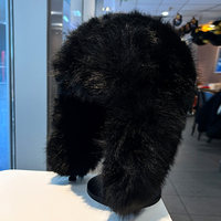 Topi Ushanka Bulu Mink Palsu Mewah untuk Wanita, Topi Trapper Hangat dan Lembut untuk Musim Dingin dengan Penutup Telinga Berbulu