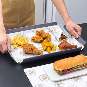 Papier d'emballage alimentaire vierge personnalisé avec logo, résistant à la graisse et à l'eau, enduit de PE, écologique, recyclable, emballage en papier jetable - Product Image 2