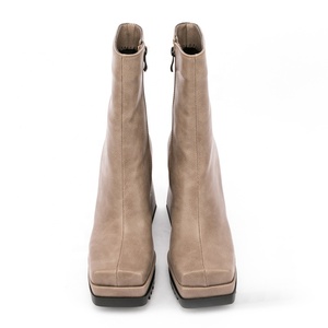 Short Daily <b>Shoes</b> Casual Anti-slip Sole Platform Square Toe Ankle Boots for Women Side Zip Chunky High Heels Unisex - Product Image 5