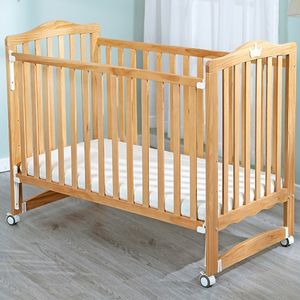 Berço Moderno para Bebês e Crianças Pequenas com Altura Ajustável, Berço Esticável com Cabeceira Arqueada em Madeira Sólida e Grade de Proteção - Product Image 5