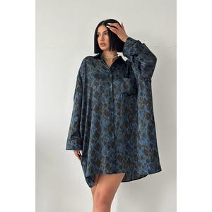 Blusa Elegante de Satén para Mujer, Negra, Holgada, Asimétrica, con Capa Transparente, para Uso Diario - Product Image 4