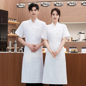 Chaquetas de chef Restaurante Bar Uniformes de cocina Manga corta con cremallera para mujeres y hombres Camisa Abrigos de chef - Product Image 5