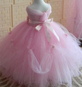 2025 nuovo Design <span class=keywords><strong>vestiti</strong></span> per bambini <span class=keywords><strong>Tulle</strong></span> fiore rosa chiaro principessa partito Tutu abito da bambina estate abito da ballo per bambini abito lungo per ragazze - Product Image 2