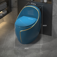 Ensemble WC monobloc moderne noir, gris, bleu, céramique grise de luxe léger, à fermeture lente, à poser au sol, siphon en S pour salle de bain