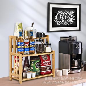 <b>Bamboo</b> Coffee Bar Storage Rack 3 Tier Countertop Spice Condiment Organizer Mug Syrup Holder Kitchen Stand - Product Image 4