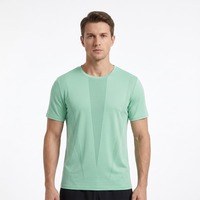 T-shirt personnalisé pour homme à manches courtes, col rond, en tissu mesh, coupe ajustée, design OEM ODM, vêtements de sport, entraînement, gym