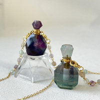 Bouteille de parfum DIY en œil de tigre naturel, collier de luxe, pierre de guérison, pendentif en cristal en forme de cœur pour article de mode tendance