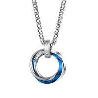 Collier pendentif triple cercle entrelacé en acier inoxydable vintage, cadeau de mode pour couple