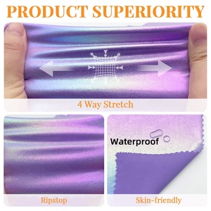 Custom Glanzende Disco Parel Iriserende Lame Metallic Folie Polyamide Spandex Gebreide Stof Badpakken Gymnastiekmaillots Stoffen - Product Image 2